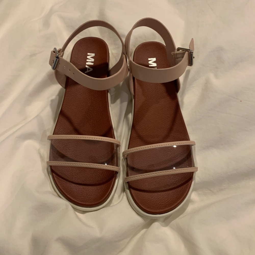 Roolee Sandals with Clear Straps - Tan